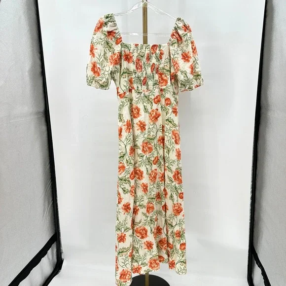 Joie Linen Floral Empire Dress with Pockets Size 8 Regency Cottagecore Prairie - Picture 4 of 12